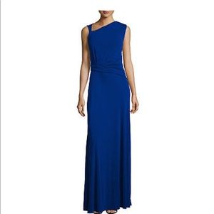 St. John ruched jersey gown blue